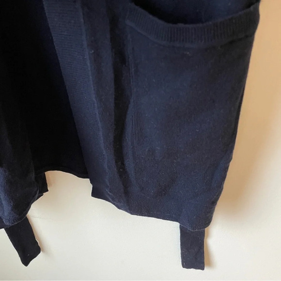 VINCE navy blue 100% cashmere long belted short‎  sleeve cardigan - Picture 6 of 7